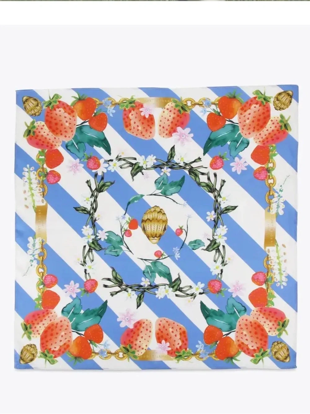 KURT GEIGER LONDON | striped Strawberry Print Silk Scarf